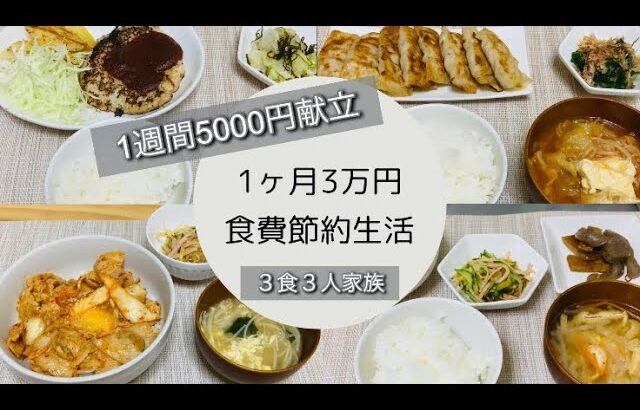 【1か月食費予算３万円】１週間5000円献立