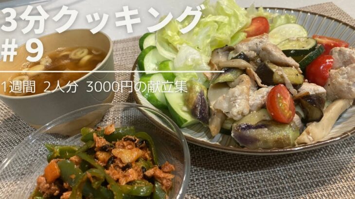 【1週間献立】夏野菜と鶏胸肉のグリルとピーマンの簡単ツナ昆布和え【1週間2人分3000円献立】