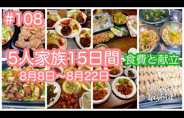 #108【５人家族15日間の食費と献立】あっという間の夏休み(手抜きご飯)