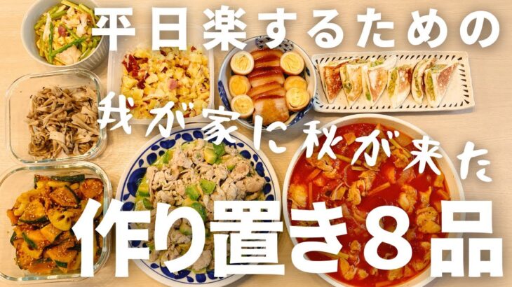 【1週間の作り置き８品】秋野菜が美味しい♪２児母が平日楽するための作り置き！【簡単レシピ/主婦/料理/夕飯/晩ごはん/献立】