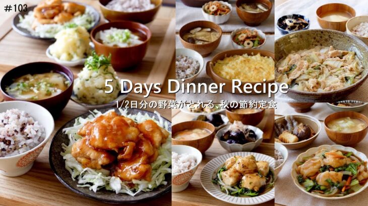 1/2日分の野菜がとれる🥦秋の節約定食｜1週間の献立＃103｜5 Day Dinner Recipe