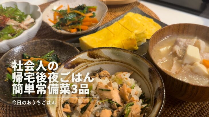 【常備菜】美味しく過ごす簡単常備菜3品と夜ごはん献立🪴台所の音・料理音・asmr◎料理の記録📝‖ふたり暮らし　#おうちごはん #暮らし #vlog