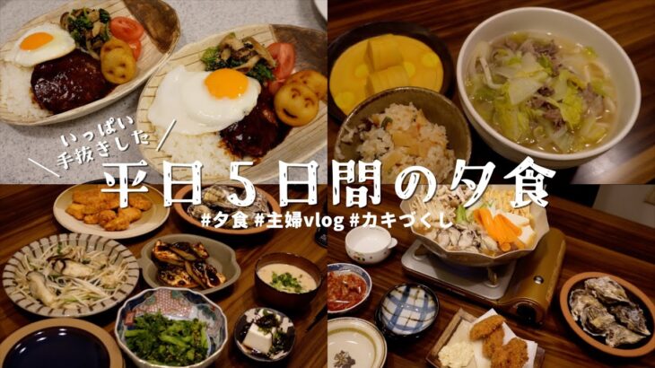 【1週間の献立】平日５日間の夕食🍲手抜き料理多め🫢💦牡蠣のシーズン🦪