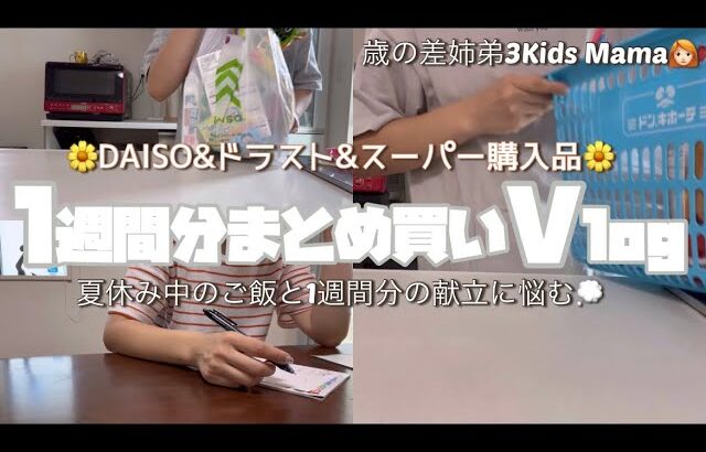 【まとめ買いVlog】2DaysVlog🎥1週間分のまとめ買い🌈ご飯の献立に悩む💭DAISO・ドラスト・スーパーで大量買い🛍️