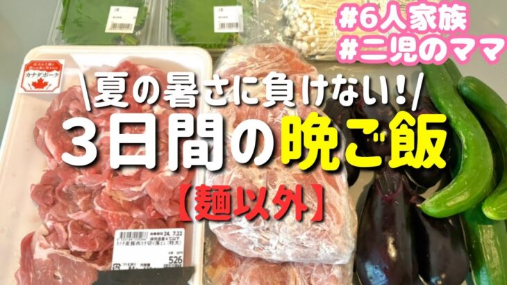 【夕飯献立】夏バテ対策！暑さに負けない献立で平日３日間の晩ご飯レシピ【主婦の夜ご飯】　節約生活/６人家族