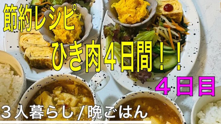 【節約レシピ】ひき肉で４日間の晩ごはん☆４日目【簡単/節約/３人家族】