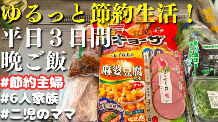 【３日間の夕飯献立】ゆるっと節約生活！平日の晩ご飯レシピ【主婦の夜ご飯】