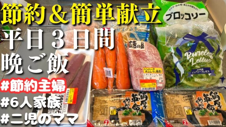 【３日間の夕飯献立】節約＆簡単に作る！平日晩ご飯レシピ【主婦の夜ご飯】