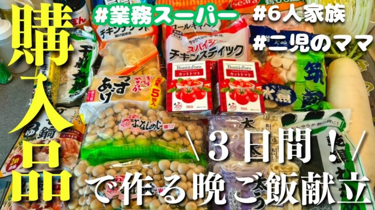 【業務スーパー】購入品紹介＆３日間の晩ご飯献立【節約主婦の夕飯レシピ】