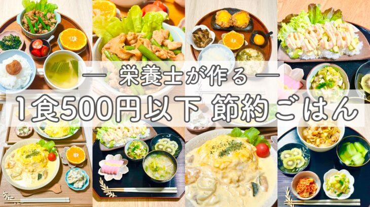 【ASMR】節約レシピ｜予算500円✨栄養士がつくる1週間の献立🌱スタミナ炒め・チーズつくね・オムシチュー・中華丼・エビアボカド🥑