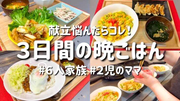 【３日間の夕飯献立】献立悩んだらコレ！簡単お手軽晩ご飯レシピ【節約主婦の美味しい夜ご飯】