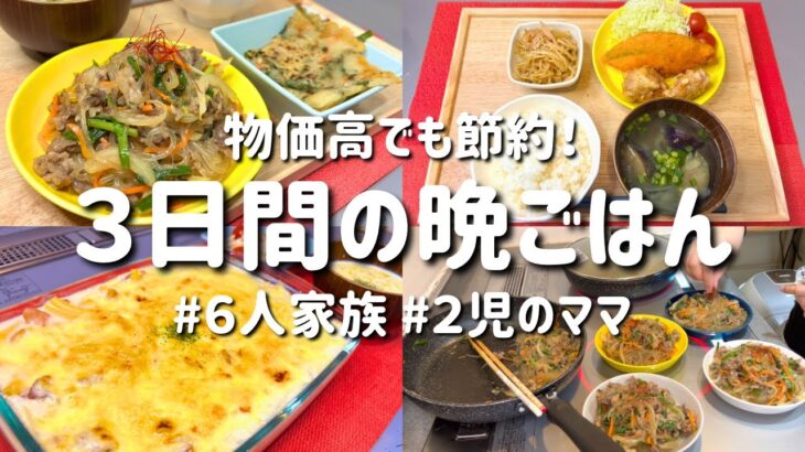 【３日間の夕飯献立】物価高でも節約！簡単ボリューム晩ごはんレシピ/安くて美味しいお手軽晩御飯【専業主婦の夜ご飯】